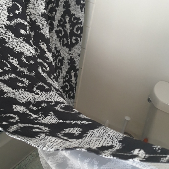 SOLD SOLD Black and White Abstract shower curtain - Picture 4 of 7